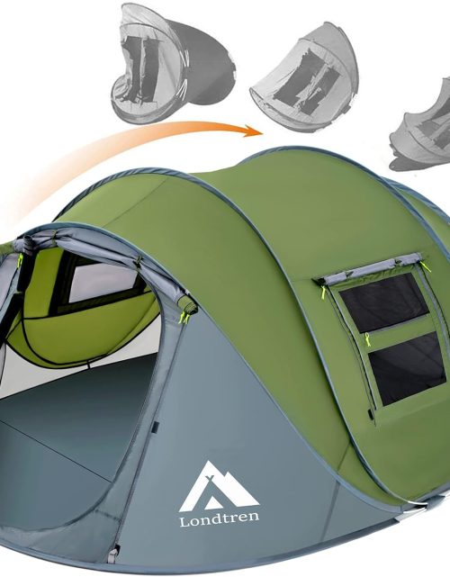 4 Person Easy Pop Up Tent Waterproof Automatic Setup 2 Doors-Instant Family Tents for Camping Hiking & Traveling